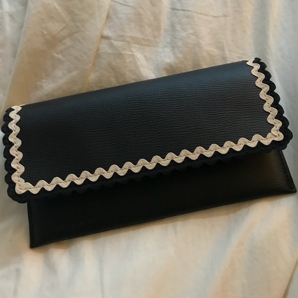 Loeffler Randall Navy Scallop Oversize Wallet - Picture 5 of 8
